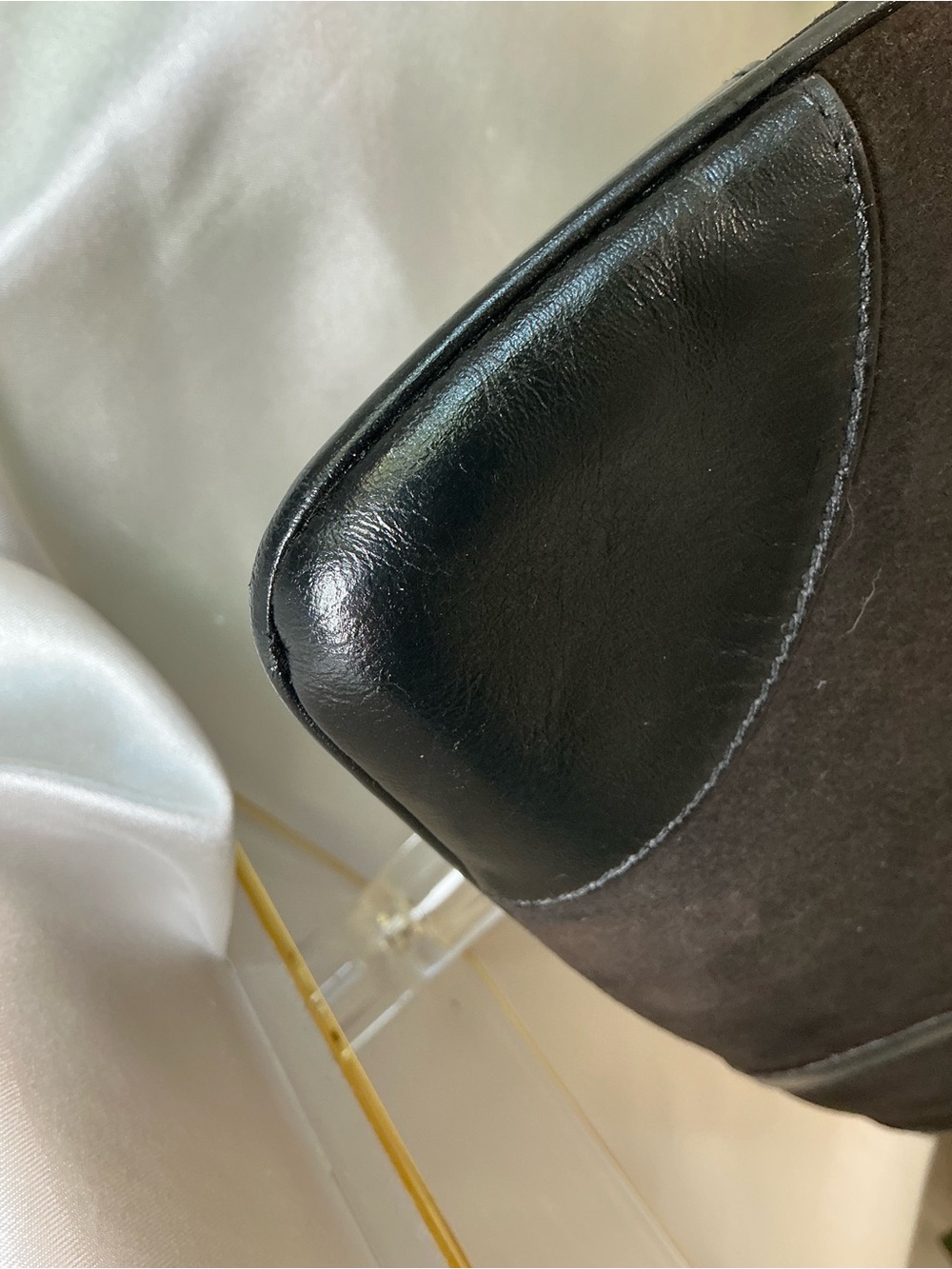 Preloved Gucci Black Suede Shoulder Bag with Gold Hardware w COA - Picture 5 of 12